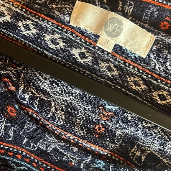 WF Indie Tee shirt, elephant tapestry design with white, blue, & orange. - Picture 3 of 3